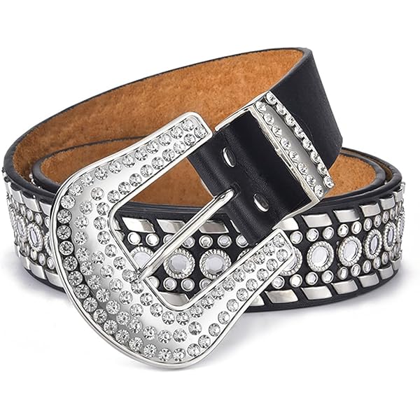 ZHENZQ Rhinestones Belt For Men Women Western Cowgirl Crystal